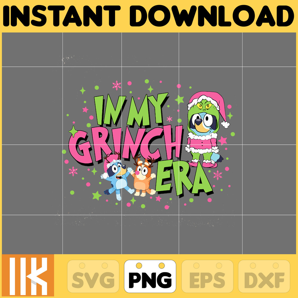 Pink Blue Dog & Christmas Png, Blue Dog and Family Png, Christmas Cartoon Png, Funny Christmas 2023 Png, Pink Christmas Png File (9).jpg