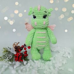 Dragon toy for kids, Plush green dragon, Christmas gift for a child
