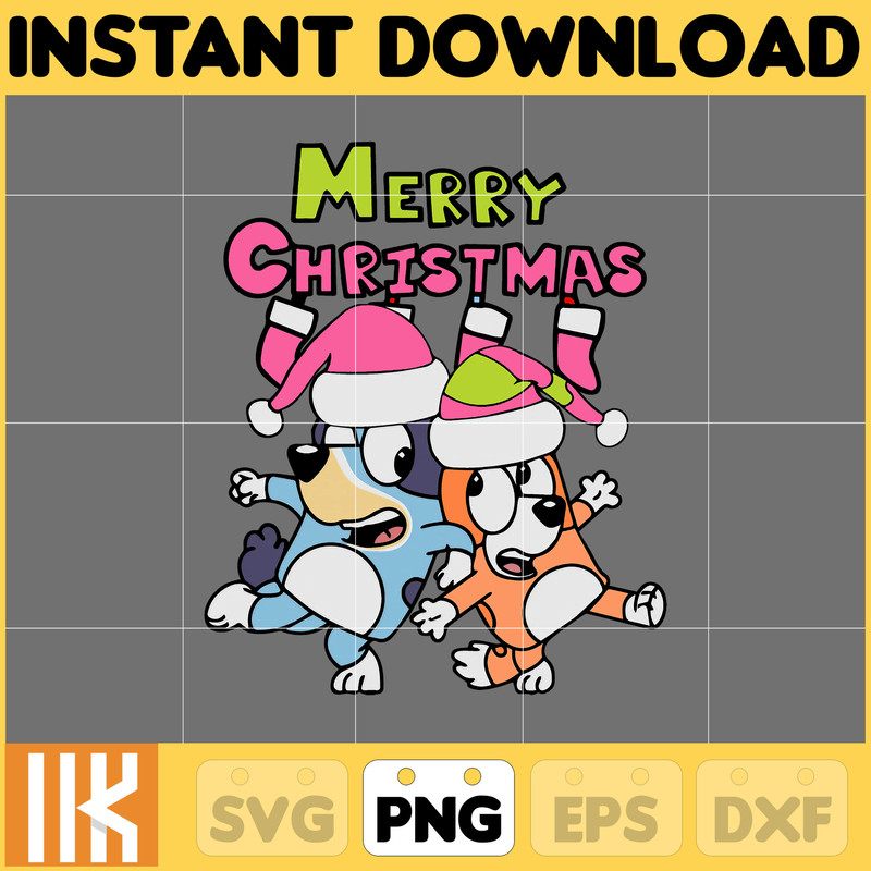 Pink Blue Dog & Christmas Png, Blue Dog and Family Png, Christmas Cartoon Png, Funny Christmas 2023 Png, Pink Christmas Png File (10).jpg
