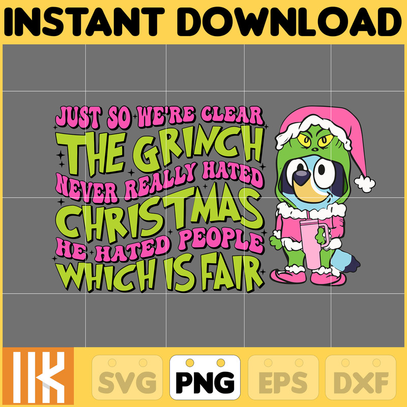 Pink Blue Dog & Christmas Png, Blue Dog and Family Png, Christmas Cartoon Png, Funny Christmas 2023 Png, Pink Christmas Png File (4).jpg