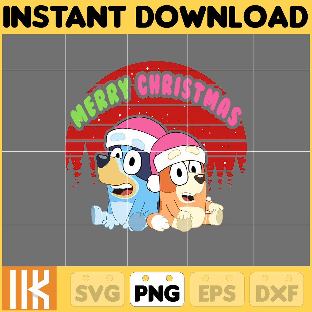 Pink Blue Dog & Christmas Png, Blue Dog and Family Png, Christmas Cartoon Png, Funny Christmas 2023 Png, Pink Christmas Png File (8).jpg
