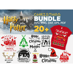 plus 20 harry potter christmas svg-png-dxf-eps-pdf bundle