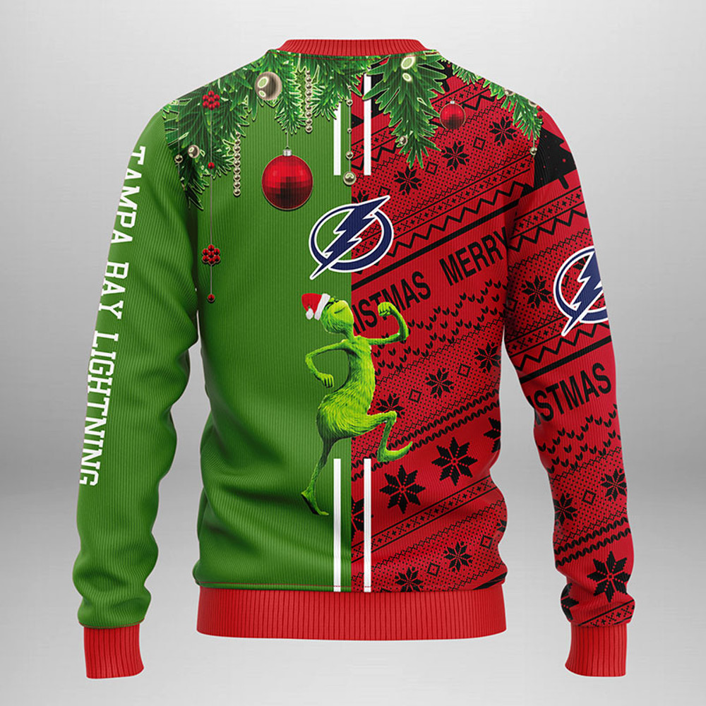 NHL Tampa Bay Lightning Grinch & Scooby-doo Ugly Hoodie 3D Zip Hoodie 3D Ugly Christmas Sweater 3D Fleece Hoodie