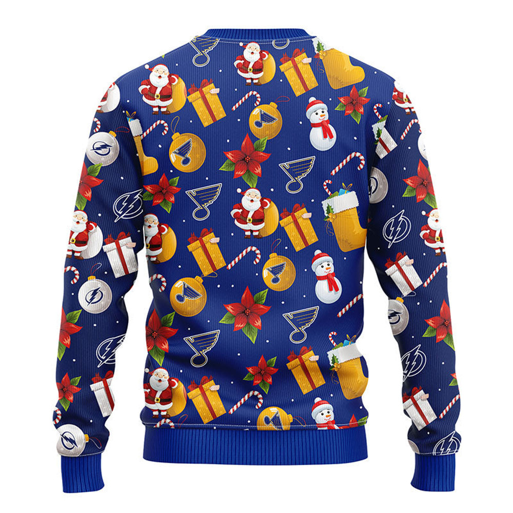 NHL St. Louis Blues Santa Claus Snowman Ugly Hoodie 3D Zip Hoodie 3D Ugly Christmas Sweater 3D Fleece Hoodie