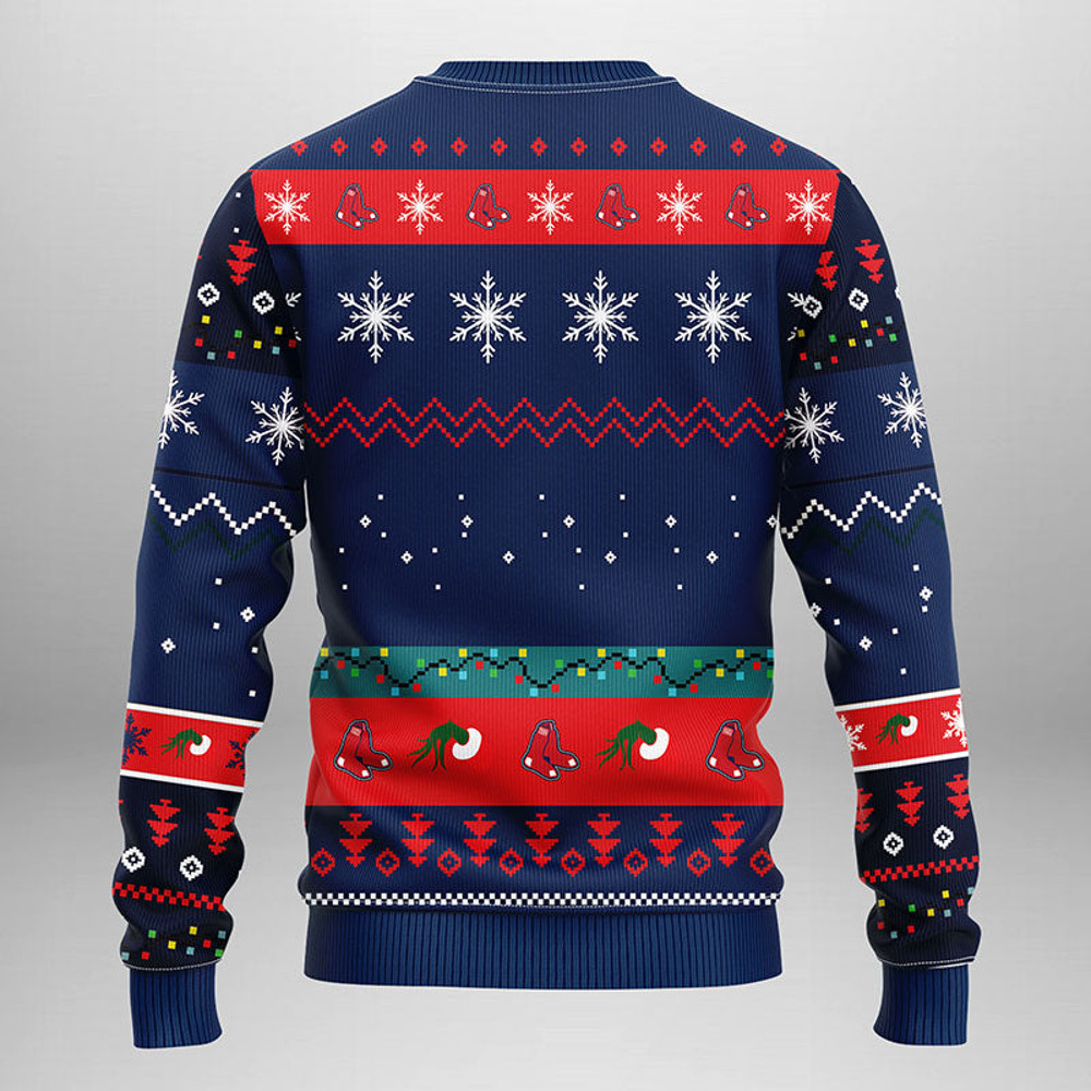 MLB Boston Red Sox Funny Grinch Ugly Hoodie 3D Zip Hoodie 3D Ugly Christmas Sweater 3D Fleece Hoodie