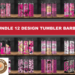 Bundle 12 Design Tumbler Barbie, Tumbler Bundle Design, Sublimation Tumbler Bundle, 20oz Skinny Tumbler 04