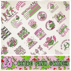 23 retro pink greench embroidery bundle, christmas green monster embroidery bundle, pink christmas embroidery designs