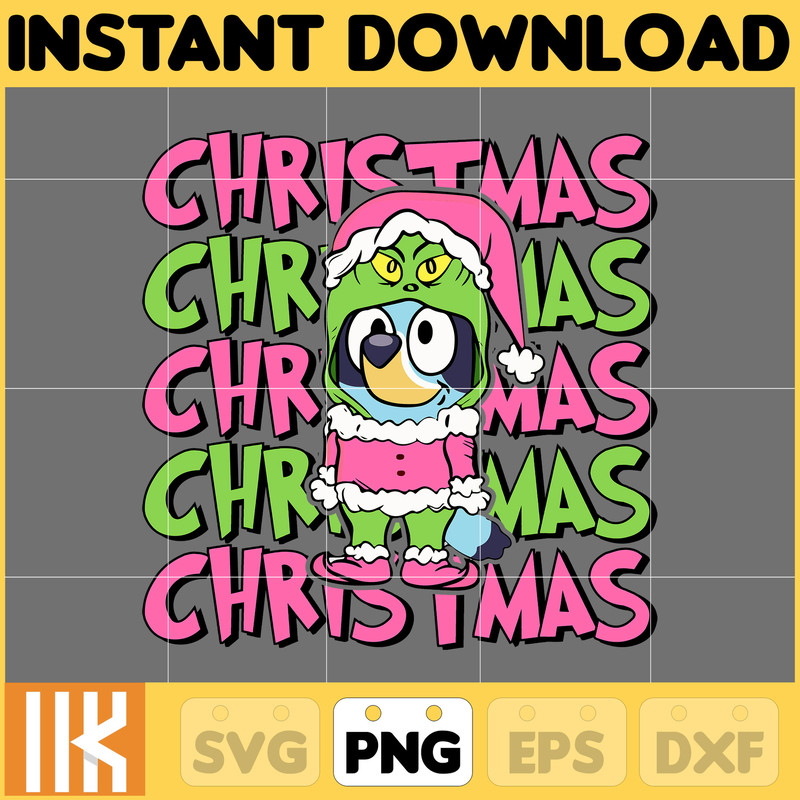 Pink Blue Dog Christmas Holiday Png, Blue Dog & Family Png, Christmas Cartoon Png, Funny Christmas 2023 Png, Pink Christmas Png (10).jpg