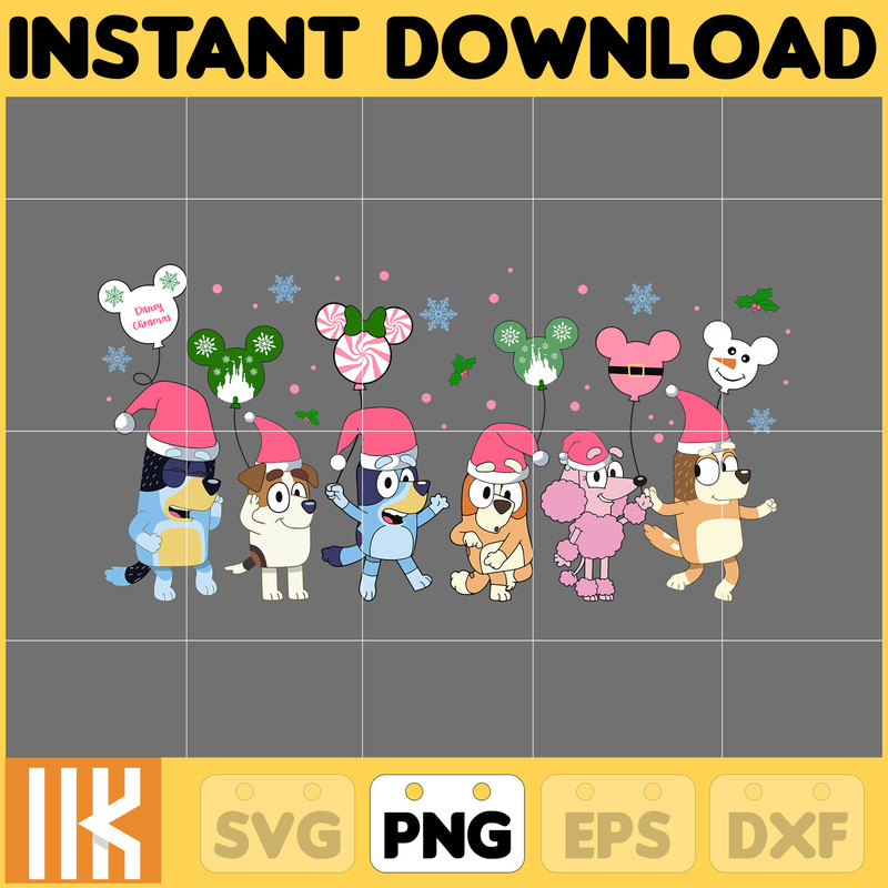Pink Blue Dog Christmas Holiday Png, Blue Dog & Family Png, Christmas Cartoon Png, Funny Christmas 2023 Png, Pink Christmas Png (4).jpg