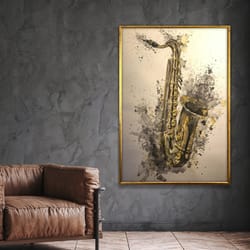 saxophone canvas print, music art, saxophone canvas poster, instrument poster, wall art canvas design, framed canvas rea