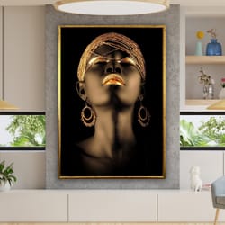sephia woman canvas print, african woman wall art,black art decor, ethnic poster, wall art canvas design, framed ready