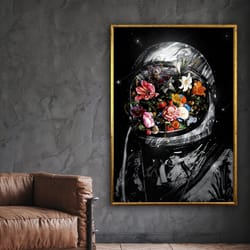 sublimenation, gift for him, astronaut wall art, astronaut in space, cosmic art, wall art canvas design, framed canvas r
