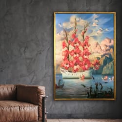 surreal art, wall art surreal, surreal art print, surreal canvas art, ship poster, wall art canvas design, framed canvas