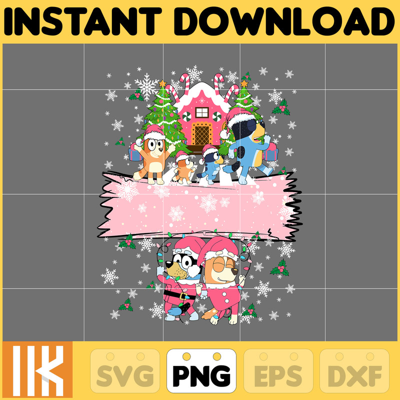 Pink Blue Dog Christmas Holiday Png, Blue Dog & Family Png, Christmas Cartoon Png, Funny Christmas 2023 Png, Pink Christmas Png (27).jpg