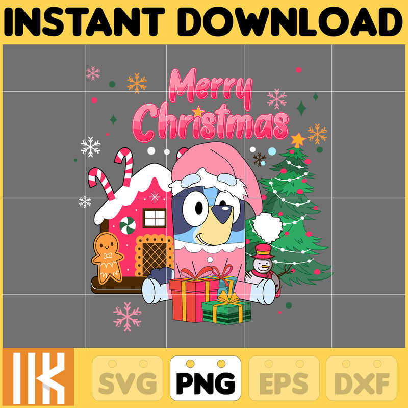 Pink Blue Dog Christmas Holiday Png, Blue Dog & Family Png, Christmas Cartoon Png, Funny Christmas 2023 Png, Pink Christmas Png (6).jpg