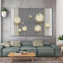 diamond embroidered butterfly gold branch marble flower modern decorative roll up canvas, stretched canvas art, framed w