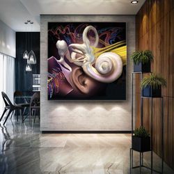 ear anatomy ear hearing ear nose throat ent roll up canvas, stretched canvas art, framed wall art painting-1