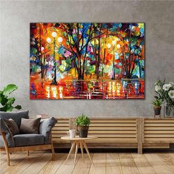 landscape light lamp with oil painting effect roll up canvas, stretched canvas art, framed wall art painting