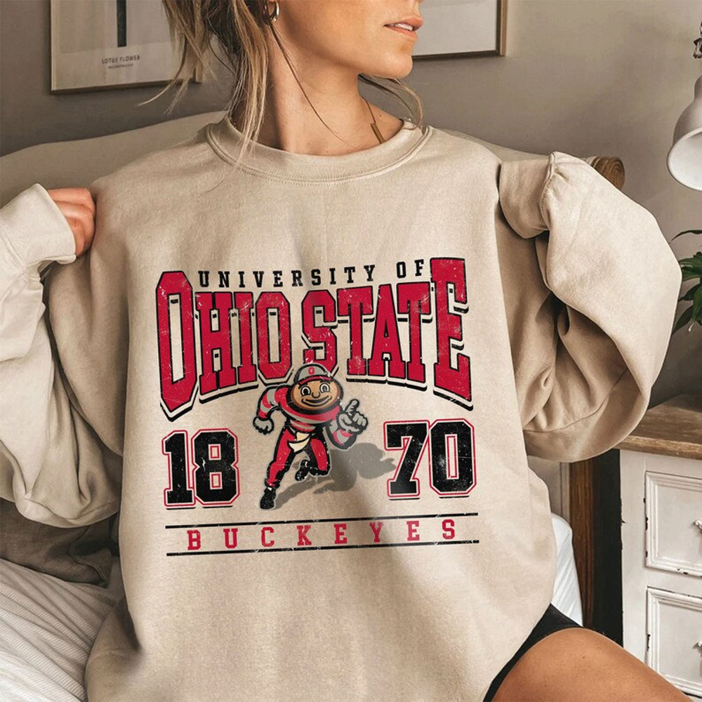 Ohio State EST 1870 Sweatshirt, Vintage Buckeyes Football T-Shirt, Ohio State University, Football College Tee, Ohio State Gameday.jpg