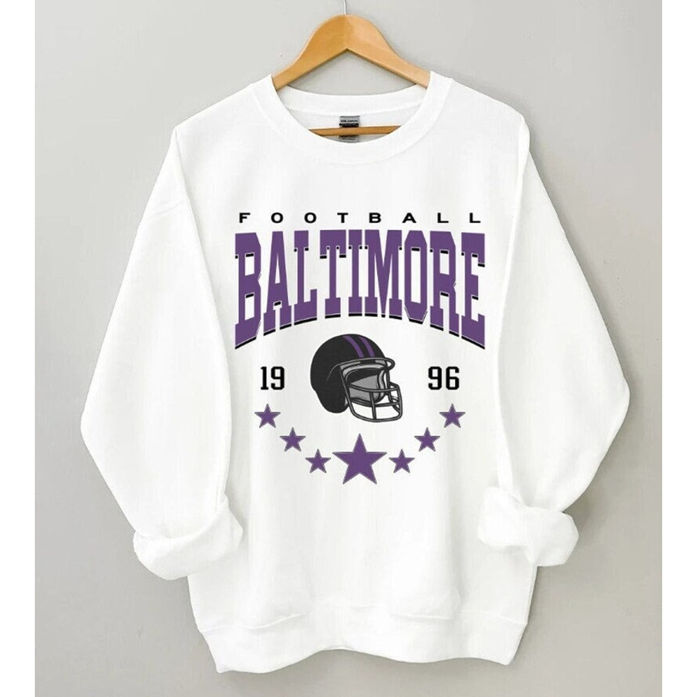 Retro Baltimore Football Sweatshirt, Vintage Style Baltimore Football Crewneck, Football Sweatshirt, Baltimore Hoodie, Baltimore Fan Gifts.jpg