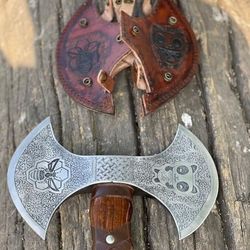 handmade carbon steel double-edge axe – outdoor camping & wood cutting hatchet axe