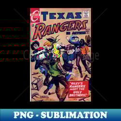 texas rangers in action vintage comic cover - professional sublimation digital download - vibrant and eye-catching typography