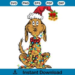 Grinch Dog Max Christmas Lights PNG Sublimation Design