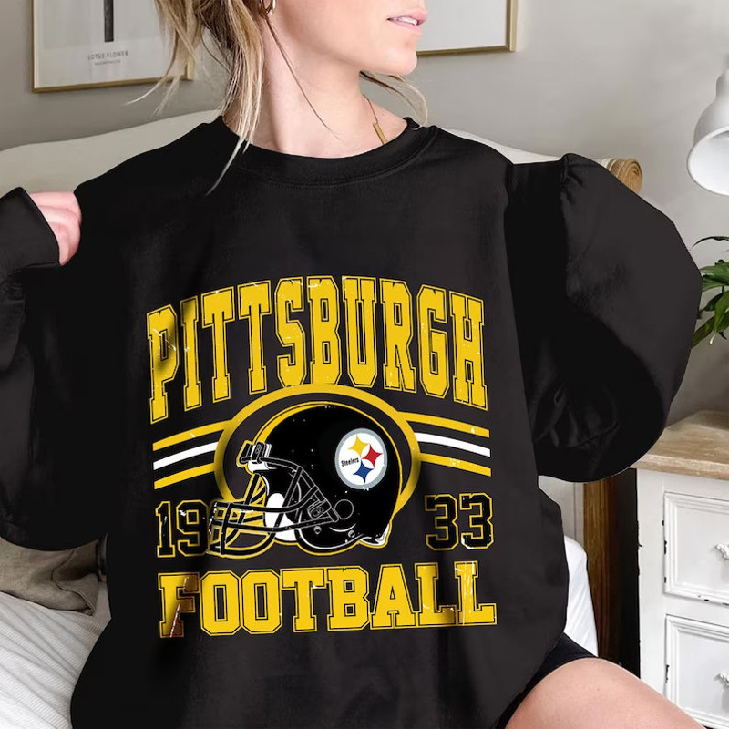 Pittsburgh Football Crewneck, Vintage Sweatshirt, Game Day Sweater, Steelers 90s Style Football T shirt.jpg