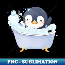 Cute Baby Penguin Bathtub - PNG Transparent Digital Download File for Sublimation - Add a Festive Touch to Every Day