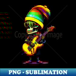dope skeleton reggae guitar player from the music skull gang - stylish sublimation digital download - enhance your apparel with stunning detail