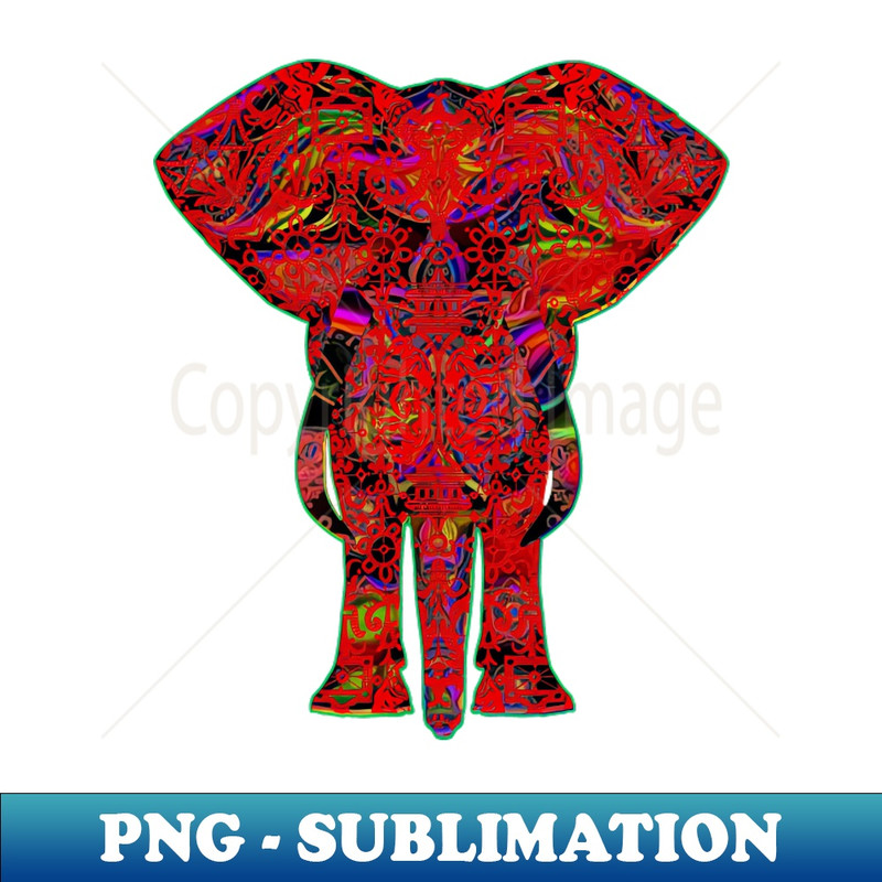 DD-34063_Rainbow Red Elephant on Green V2 1996.jpg