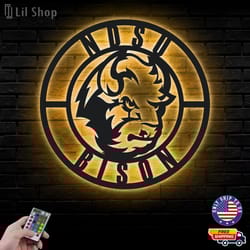 north dakota state bison metal sign, ncaa logo metal led wall sign, ncaa wall decor, north dakota led metal wall art
