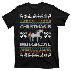 christmas is magical unicorn ugly t-shirt