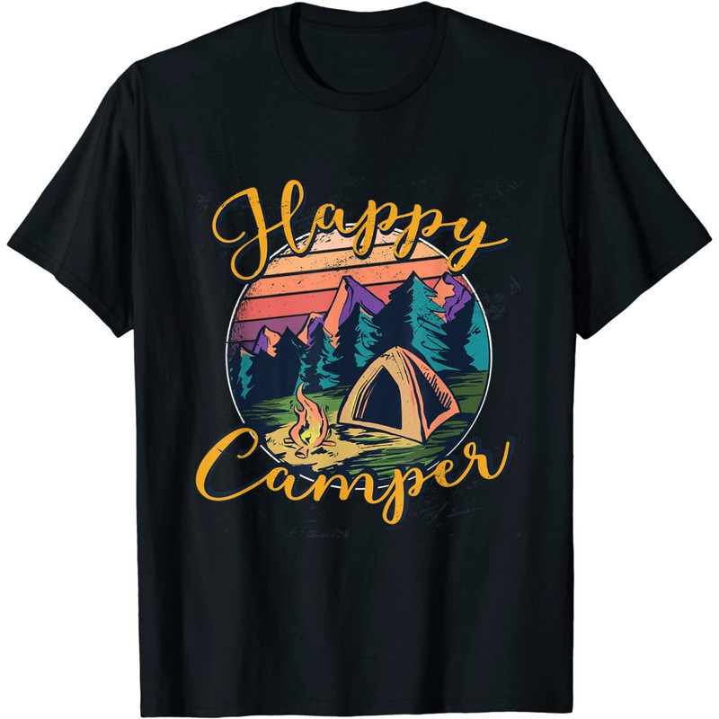 Happy Camper Summer Camp Tent Funny Camping T-Shirt.jpg