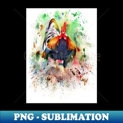 Charging Chicken cockerel rooster - High-Resolution PNG Sublimation File - Transform Your Sublimation Creations