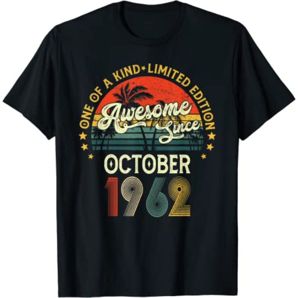 60 Year Old Vintage October 1962 60th Birthday Men Women T-Shirt.jpg