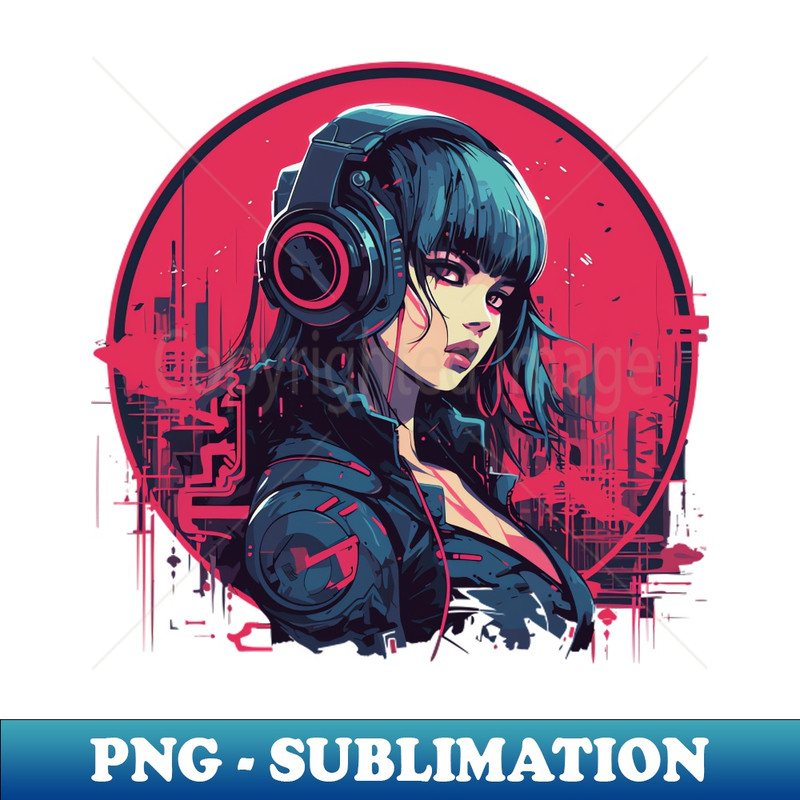 QU-10815_Cyberpunk Woman with Headphones listening to music 7919.jpg