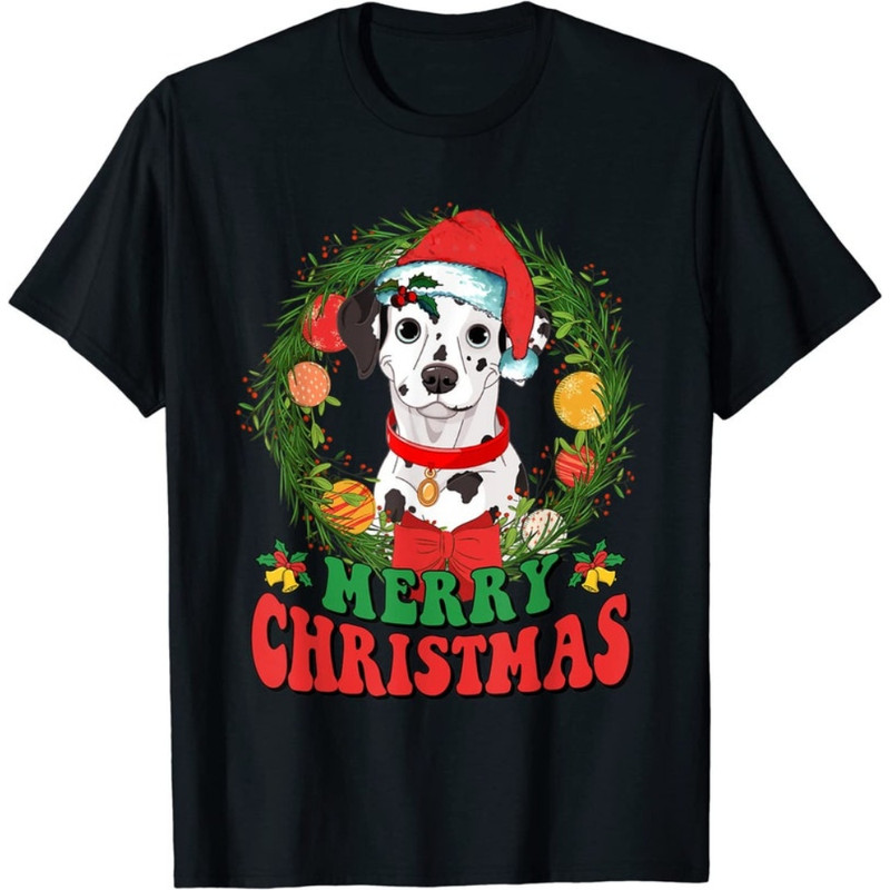 Merry Christmas Dalmatian Santa Hat Dog Lovers Ugly Sweater T-Shirt.jpg