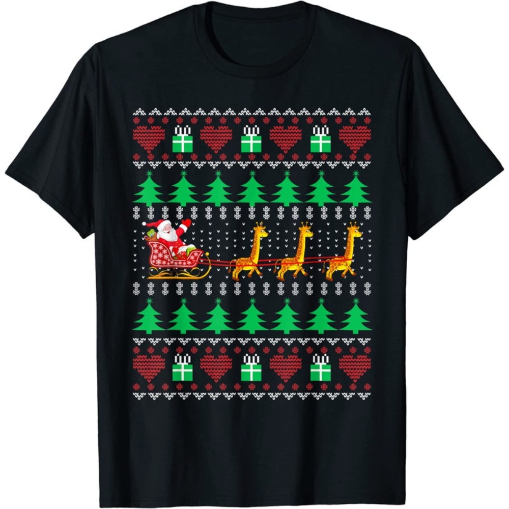 Giraffe Christmas Light Ugly Sweater Giraffe Lover Xmas Gift T-Shirt.jpg