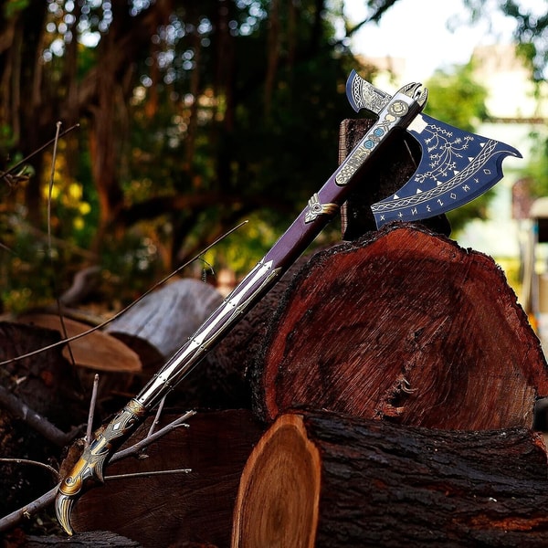Handcrafted Stainless Steel Kratos Axe, Large Real Viking Ax - Inspire ...