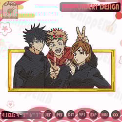 jujutsu kaisen embroidery design, friend embroidery design, anime embroidery design, machine embroidery designs