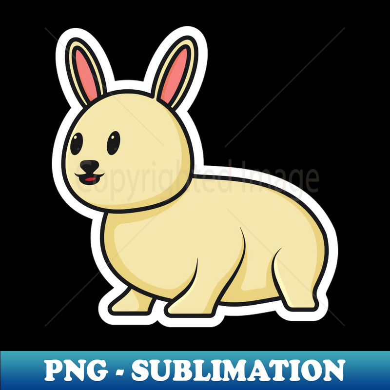YB-10041_Cute Baby Rabbit Sitting Cartoon Sticker vector illustration Animal nature icon concept Funny furry white hares Easter bunnies sitting sticker vector d