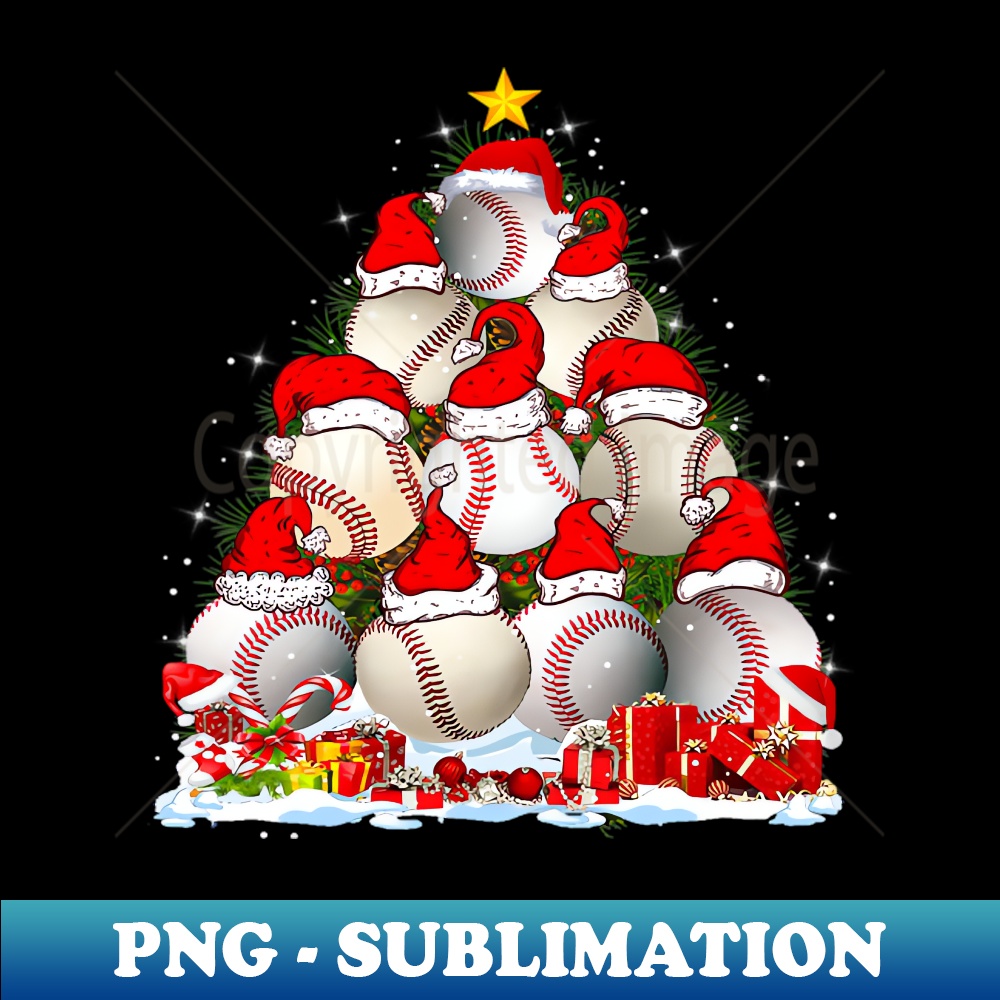 YH-3638_Baseball Funny Baseball Christmas Tree Xmas 7603.jpg