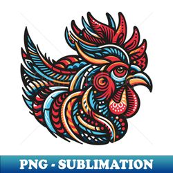 design of a huichol style rooster - instant png sublimation download - enhance your apparel with stunning detail