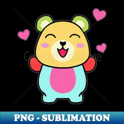 Happy smiling baby teddy bear with love hearts Kawaii cartoon - Instant PNG Sublimation Download - Perfect for Creative Projects