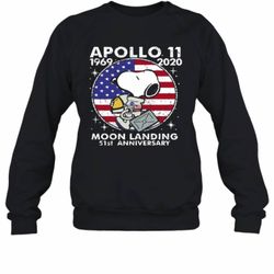 snoopy apollo 11 1969 2020 moon landing 51st anniversary american flag independence day stars sweatshirt