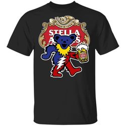 grateful dead bear and stella artois t-shirt funny beer tee mn02