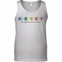 grateful dead bear we will get by we will survive tank top