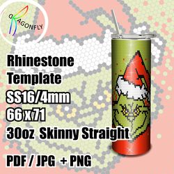 Bling tumbler Grinch Christmas 30oz Straight Skinny Tumbler Rhinestone 16ss, 66X71, Digital Download File PNG, JPEG, PDF