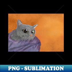 Cat Wrapped in Purple Towel - PNG Sublimation Digital Download - Instantly Transform Your Sublimation Projects